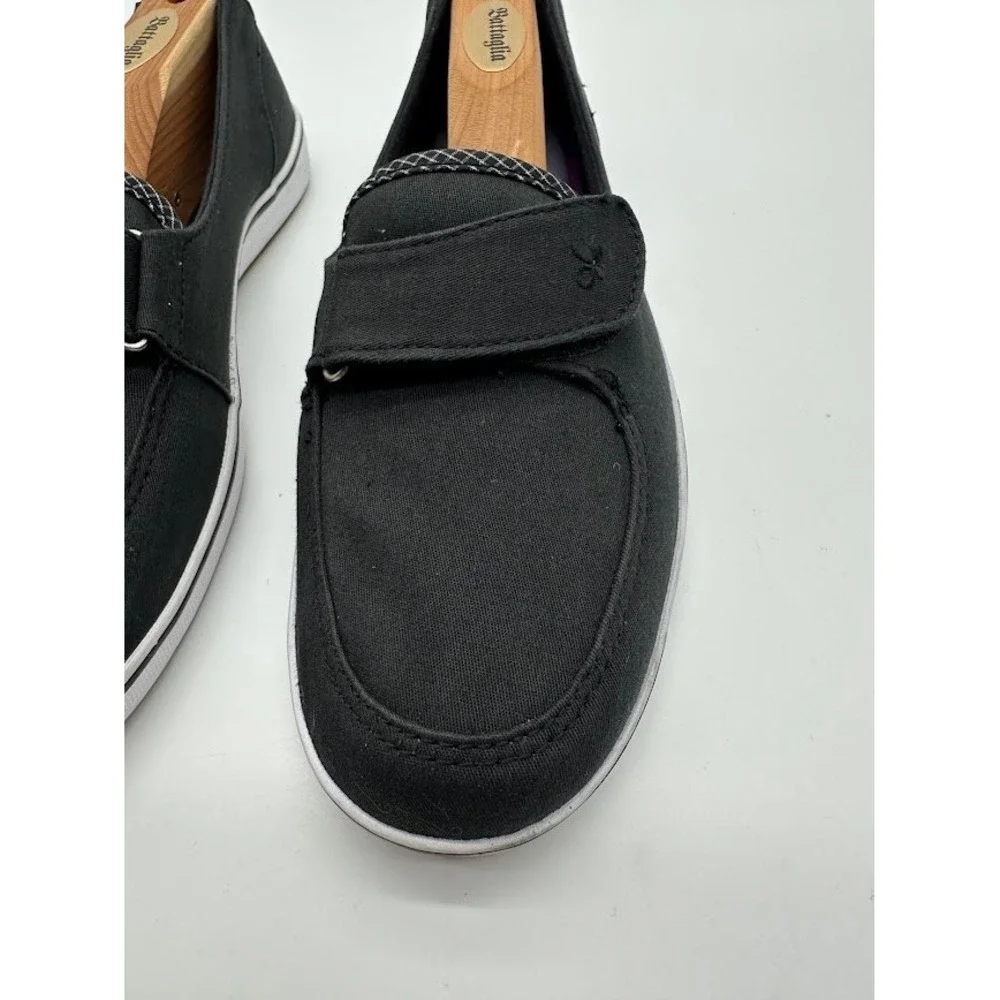 Grasshoppers Janey Black Canvas Boat Shoes Slip On Sneakers EF37412 Womens 8W